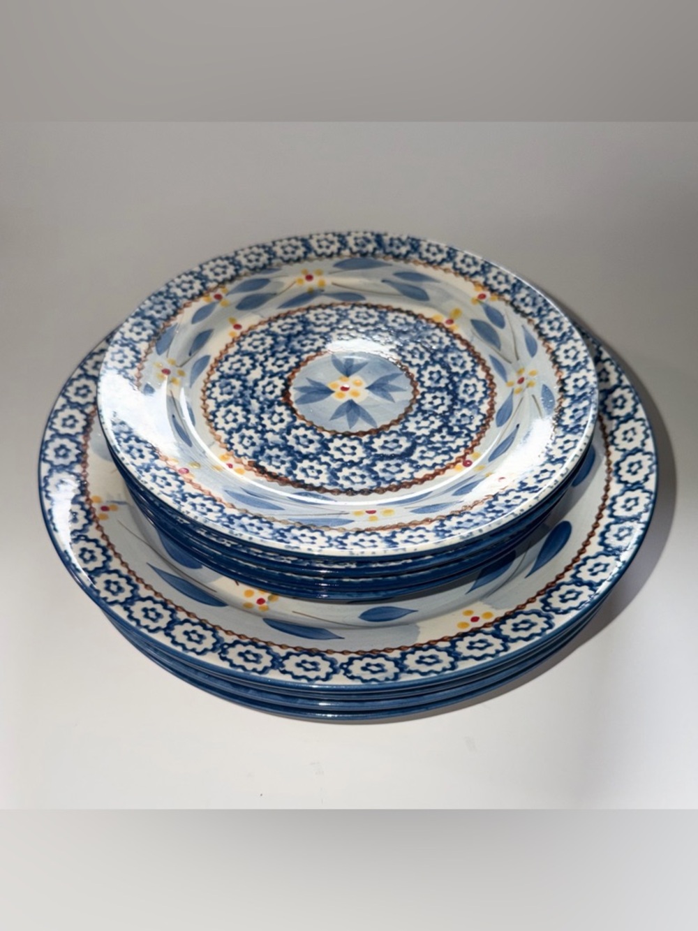 Temptations By Tara Old World Blue Salad 8" Dinner 10.5” Plates Set Of 8 GUC